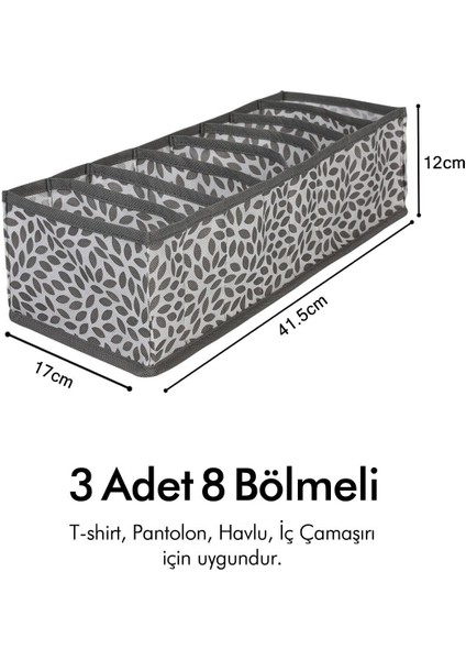 Gri 3'lü Set, 8 Bölmeli Akordiyon Katlanır Dolap Çekmece Düzenleyici fiyatları