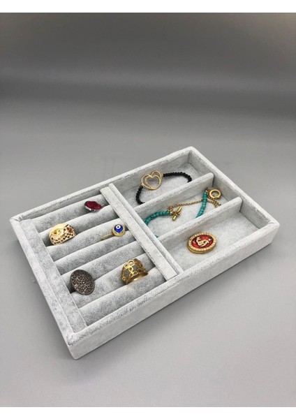 Gri Takı Tablası, 22-14 Cm, Şık ve Kullanışlı, Dekoratif.