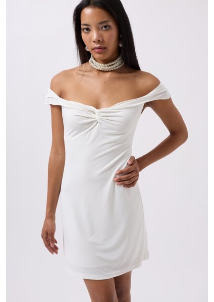 Büzgü Detay Omuz Askılı Mini Elbise modelleri