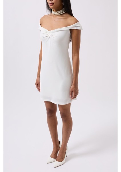 Büzgü Detay Omuz Askılı Mini Elbise fırsatları