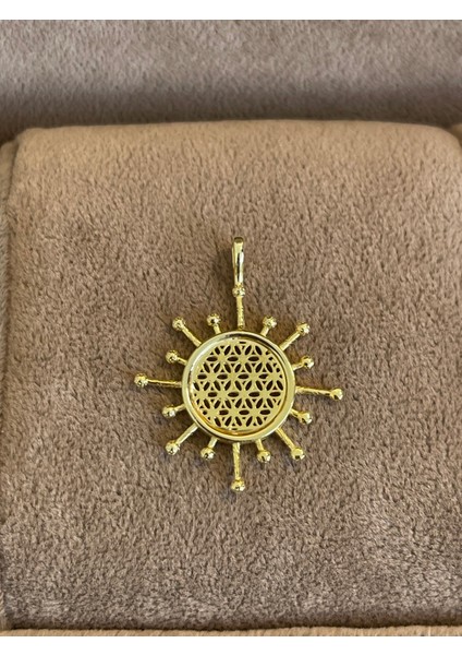 925 Ayar Gümüş Gold Renginde Güneş Modeli Gümüş Kolye Ucu fiyatları