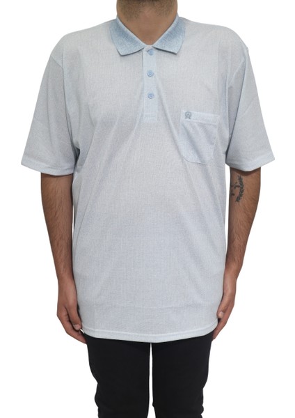 Fistan Store Erkek Desenli Klasik Kesim Rahat Kalıp Tek Cepli Polo Yaka Battal T-Shirt