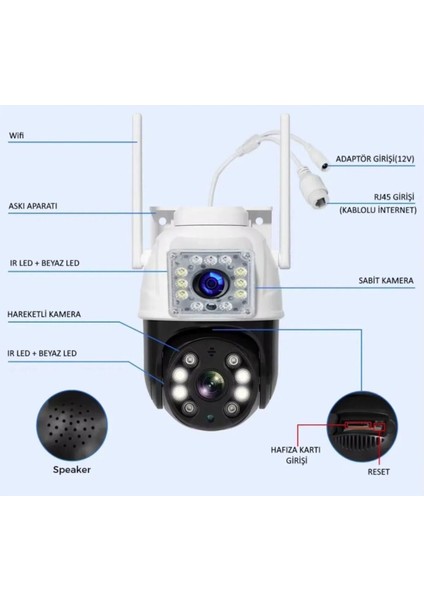 3011 Çift Kameralı Full Hd 4 Mp Gece Görüşlü Ip Wi-Fi Güvenlik Kamerası modelleri