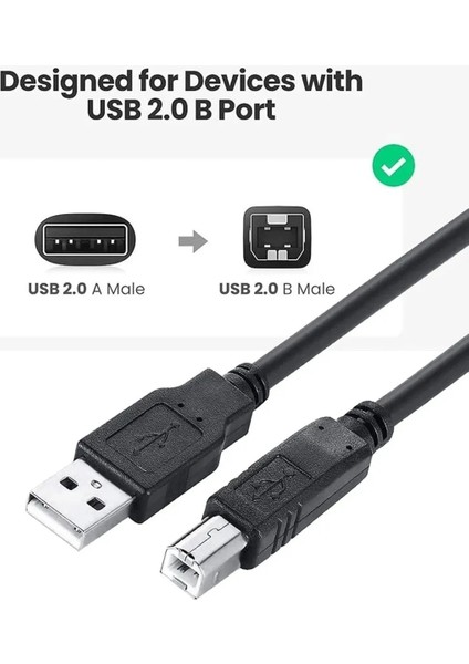 Printer Cable USB 2.0 Yazıcı Kablosu Hp Epson Canon Xerox Brother 3 Metre modelleri