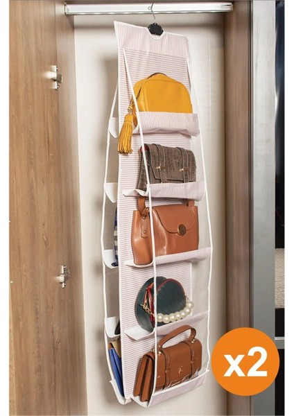 10 Cepli Çanta Organizer Seti, Şık ve Pratik Saklama Çözümü, Pembe Renkli