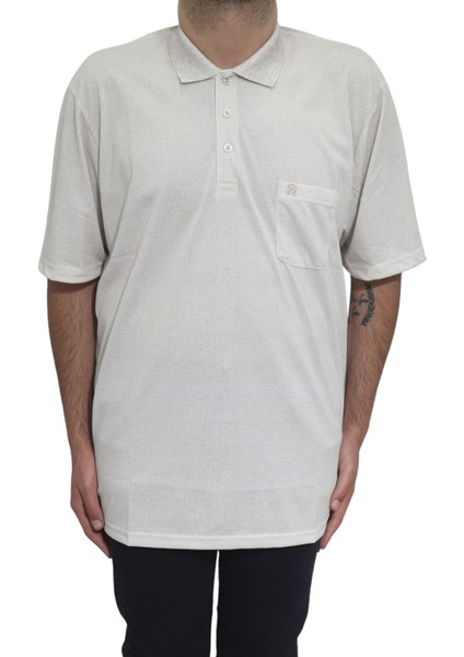 Fistan Store Erkek Desenli Klasik Kesim Rahat Kalıp Tek Cepli Polo Yaka Battal T-Shirt