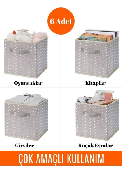 6'lı Desenli Dolap Içi Saklama Kutusu 30X30X30 cm