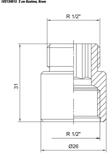1/2 2cm Uzatma Krom (Musluk Uzatma) 102134015 Pirinç E.c.a modelleri