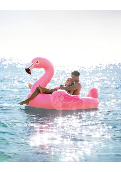 Şişme Pembe Flamingo Deniz Yatağı – 178X135X97 cm | Tutma Kulplu Dev Havuz Oyuncağı