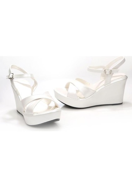 Lgzz 03149 Kadın Dolgu Taban Gelin Nikah Düğün Sandalet Ayakkabı modelleri