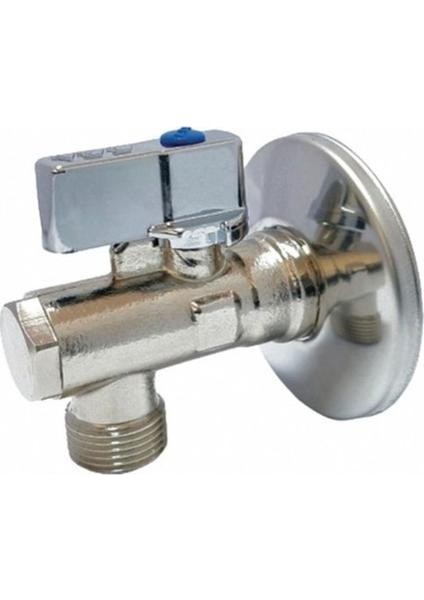 1/2'' Filtreli Ara Musluk Rozetli-Parlak Krom Başlıkı