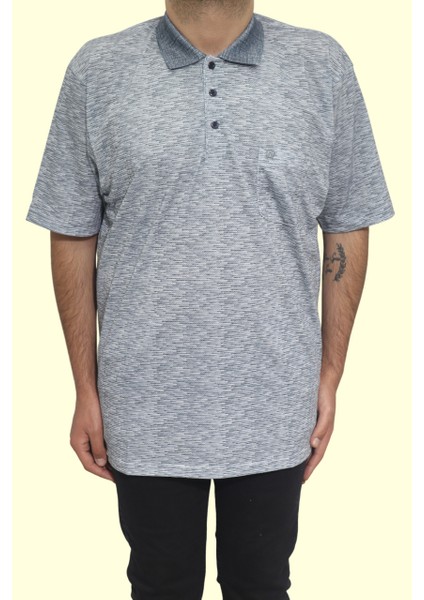 Fistan Store Erkek Desenli Klasik Kesim Rahat Kalıp Tek Cepli Polo Yaka Battal T-Shirt