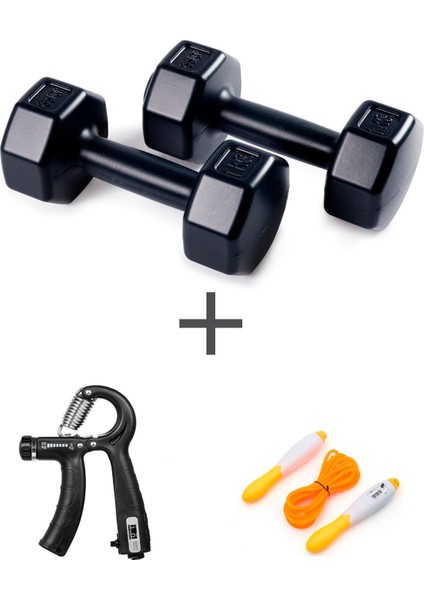 Ps Spor 1 kg Dambıl Set(1kg 2 Adet Dambıl) + Sayaçlı Ayarlanabilir El Yayı ve Atlama Ipi