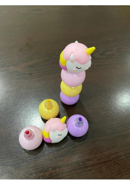 3 Renk Unıcorn Figürlü Mini Fosforlu Kalem Seti