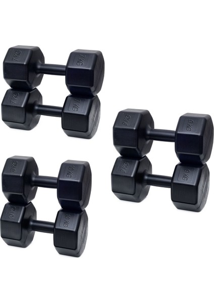 Spor 3çift Dambıl Set 7kg x 2ADET+9KG x 2ADET + 10KG x 2ADET