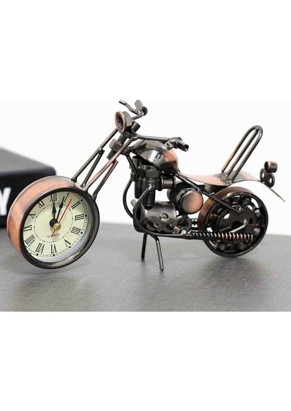 Saatli Metal Motosiklet Biblo El Yapımı Dekoratif Masaüstü Saat Retro Motor Aksesuarı Hediyelik Işyeri, Ofis, Ev, Oda Süsü Koleksiyonluk Set fırsatları