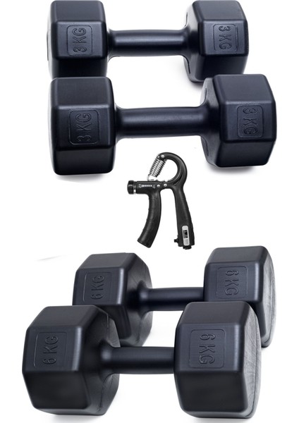 Ps Spor 18 kg Dambıl Set 6kg X2 Ad 3kg X2 Ad + Sayaçlı Ayarlanabilir El Yayı