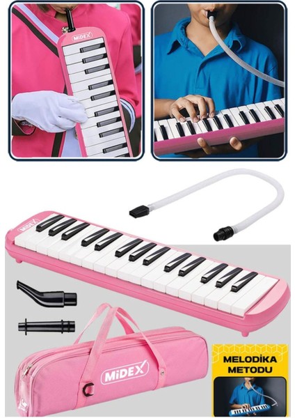 32 Tuş Melodika Bez Çantalı Melodika Set Siyah Renk Ticon Taşıma Kalplu fiyatları