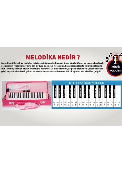 32 Tuş Melodika Bez Çantalı Melodika Set Siyah Renk Ticon Taşıma Kalplu modelleri
