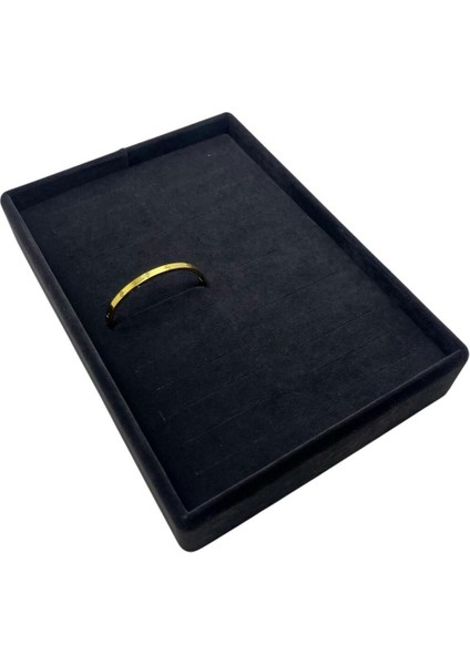 Siyah Süet Kumaş 22/14 cm Batırmalı Bileklik Kelepçe Tablası