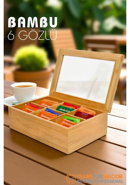 Poşet Çay Kutusu Ahşap Sallama Çay Organizer Kahve Şeker Aksesuar Kutusu 721846