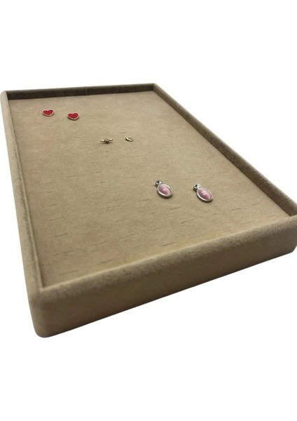 Kahverengi Süet Kumaş 22/14 cm Batırmalı Piercing Tablası