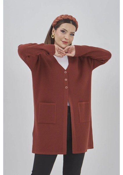 Kadın Araboy Triko Mevsimlik Cepli Esnek Likralı Hırka