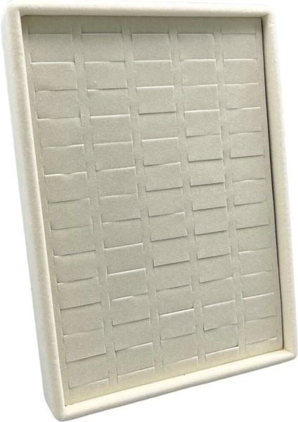 Krem Renk Süet Kumaş Ayaklı Yüzük Tablası, 24/17,5 Cm, Şık ve Kullanışlı Tasarım