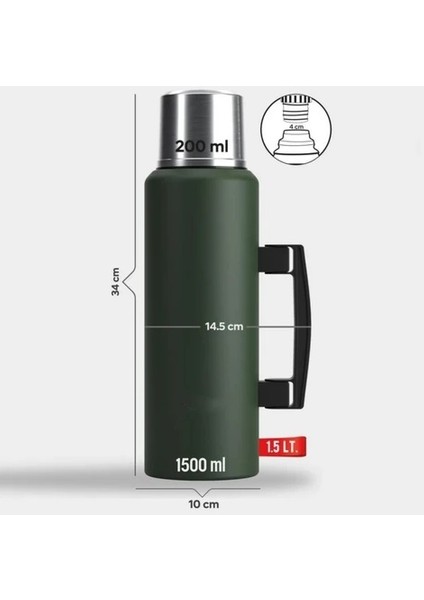 Klasik Vakumlu Paslanmaz Çelik Kamp ve Seyahat Termos -1,5 Lt fiyatları