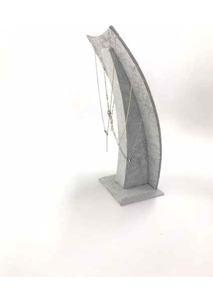 Gri Süet Kumaş Kolye ve Zincirli Ayaklı Stand, 25/12 Cm, Şık ve Modern Tasarım modelleri