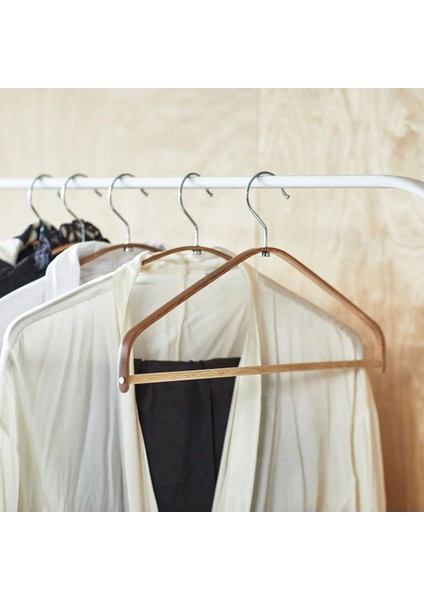 Bambu Askı 5'li, 40 cm Geniş, Kahverengi, Dayanıklı ve Şık Giysi Askısı Seti