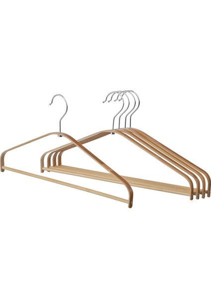 Bambu Askı 5'li, 40 cm Geniş, Kahverengi, Dayanıklı ve Şık Giysi Askısı Seti fiyatları