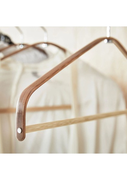Bambu Askı 5'li, 40 cm Geniş, Kahverengi, Dayanıklı ve Şık Giysi Askısı Seti modelleri