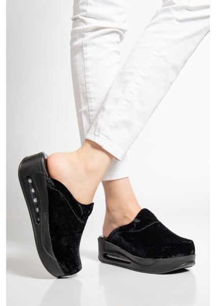 Siyah Sim Kadın Airmax Taban Tam Ortopedik Anatomik Hastene, Doktor, Hemşire, Aşçı Sabo Terlik