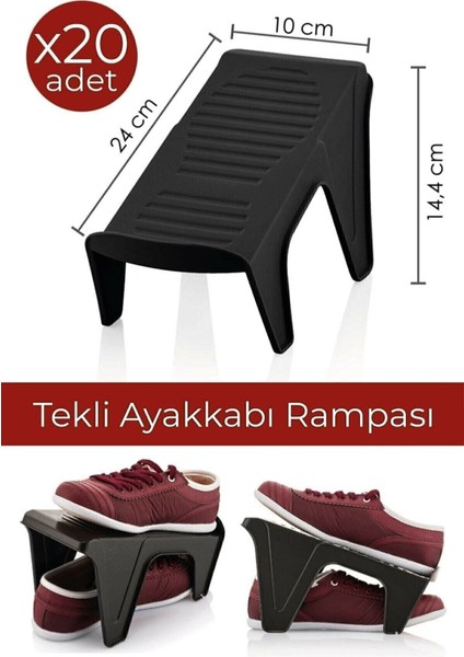 20 Adet Tekli Ayakkabı Düzenleyici Rampa Siyah - Düzenli ve Pratik Saklama Seti fiyatları