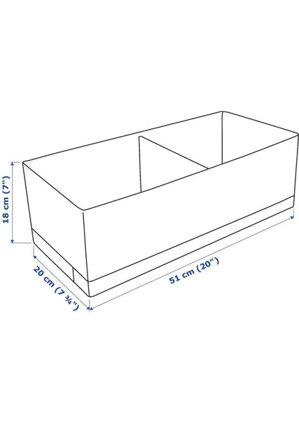 Beyaz Bölmeli Kutu, 20X51X18 Cm, Şık ve Fonksiyonel Saklama Çözümü