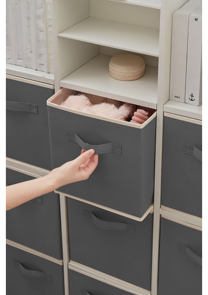 4'lü Dolap Içi Düzenleyici, Çamaşır ve Oyuncak Saklama Sepeti, 33X30X30 Cm, Gri