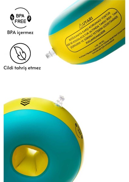 Çocuk Yüzme Kolluğu Seti, Pompalı ve Taşıma Çantalı, 10-30 Kg, Sarı/mavi Renk