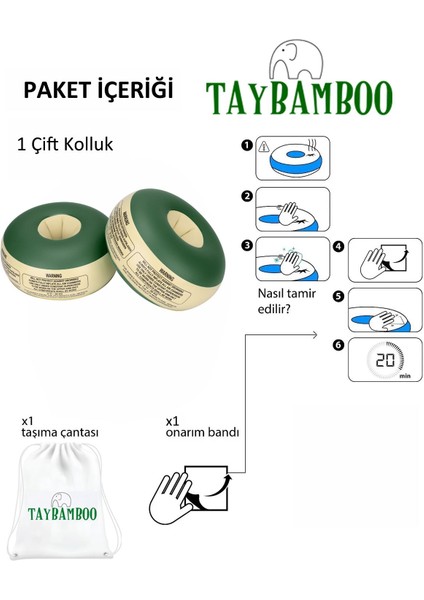 Yeşil Başlangıç Seviye Bebek ve Çocuk Yüzme Kolluğu Süngerli Dolgulu modelleri