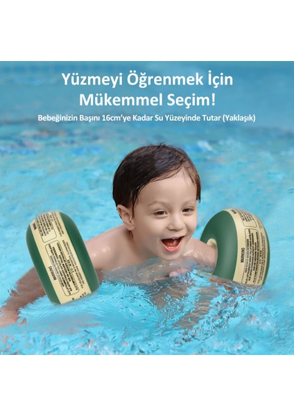 Yeşil Başlangıç Seviye Bebek ve Çocuk Yüzme Kolluğu Süngerli Dolgulu