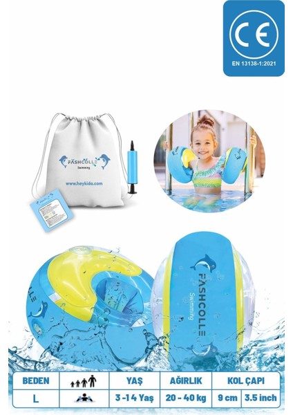 Mavi Yuvarlak Yüzme Yardımcısı Şişme Deniz Kolluğu, 4-14 Yaş
