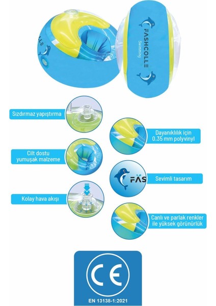 Mavi Yuvarlak Yüzme Yardımcısı Şişme Deniz Kolluğu, 4-14 Yaş modelleri