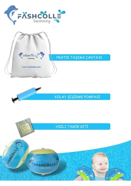 Mavi Yuvarlak Yüzme Yardımcısı Şişme Deniz Kolluğu, 4-14 Yaş