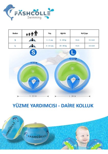 Mavi Yuvarlak Yüzme Yardımcısı Şişme Deniz Kolluğu, 4-14 Yaş