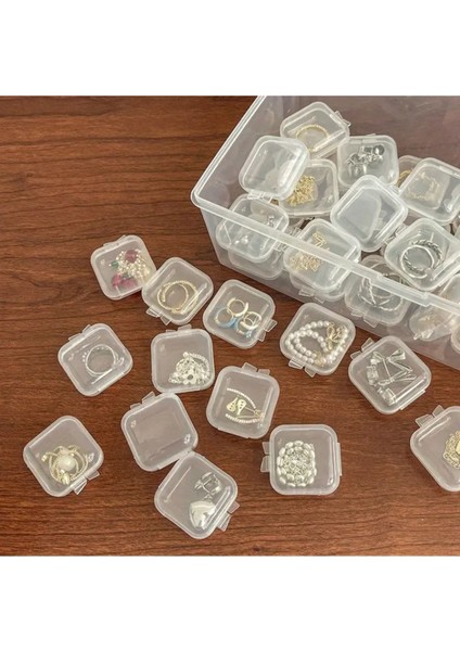 10 Adet Mini Şeffaf Plastik Altın Takı Mücevher Kolye Yüzük Küpe Saklama Kutusu modelleri