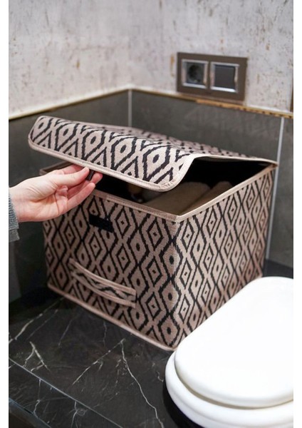 Ethnica Kapaklı Kutu Organizer, Saklama Kutusu, 30X30X23CM, Evinizde Pratik Depolamanın Şık Yolu fırsatları
