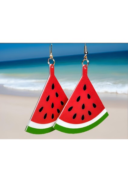 3D Baskı Karpuz Şekilli Küpe - Hafif Renkli Aksesuar modelleri