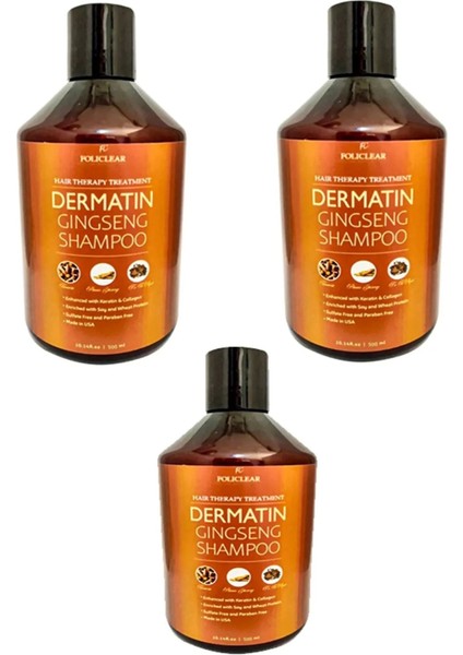 Yıkadıkça Saçları Uzatan Dökülmeyi Engelleyen Dermatın Gingseng Mucizesi Shampoo 500 ml x 3 Adet