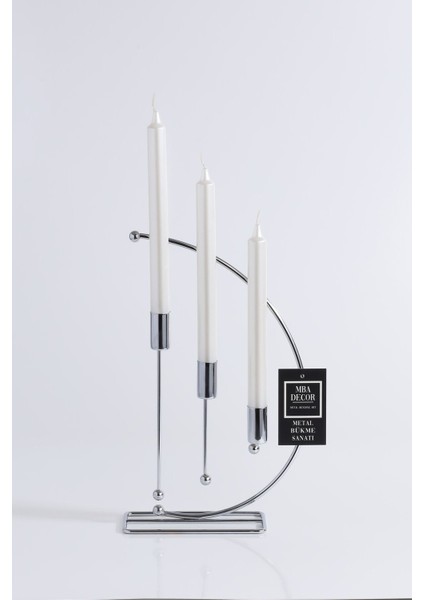3'lü Metal Şamdan, Şık Dekoratif Mumluk, 25CM, Paslanmaz Kaplama fiyatları