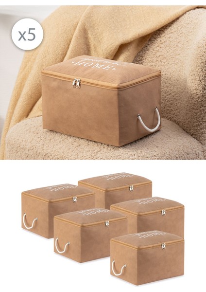 Bej Küçük Boy Baza Altı Çorap Valiz Düzenleyici Çeyizlik Bohça Hurç